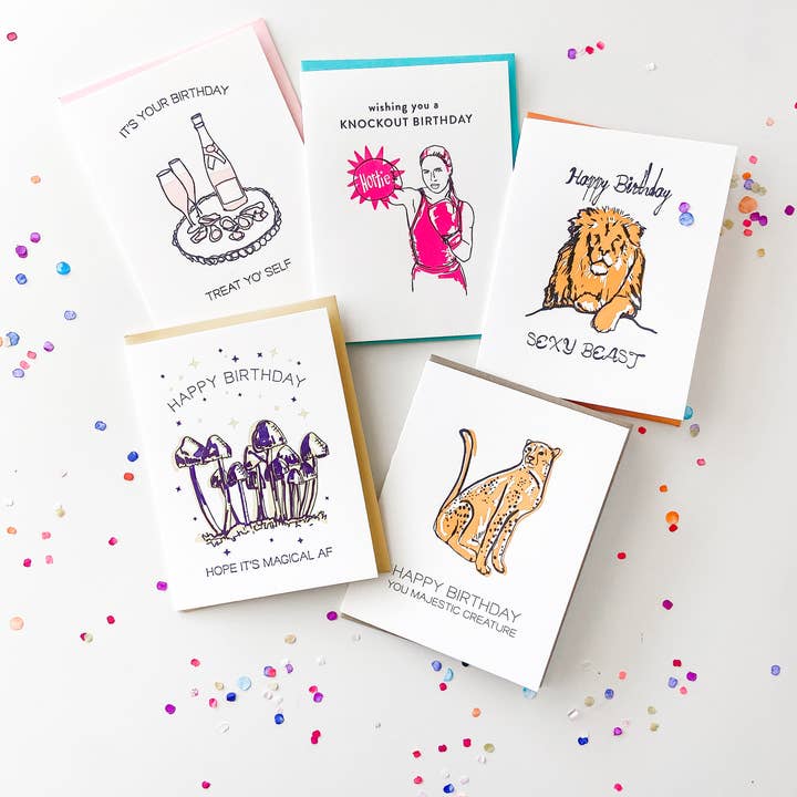 Steel Petal Press - Wholesale Birthday Card - Sexy Beast Birthday - Letterpress Birthday Greeting Card