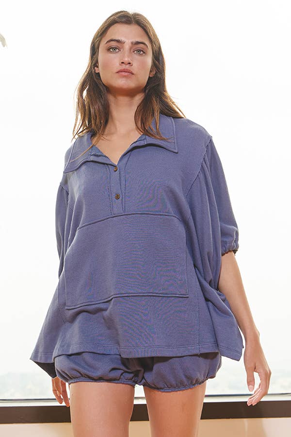 BUCKETLIST INC - Vente Tunique – femme - T2195 Haut uni surdimensionné à manches nouées et à lacets19