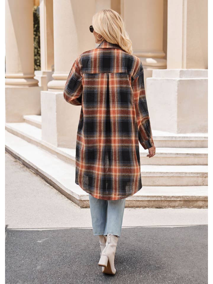 Sweetkama - Wholesale Button Down Shirt - Women's - Ladies Plaid Lapel Long Sleeves Casual Shirt 683129