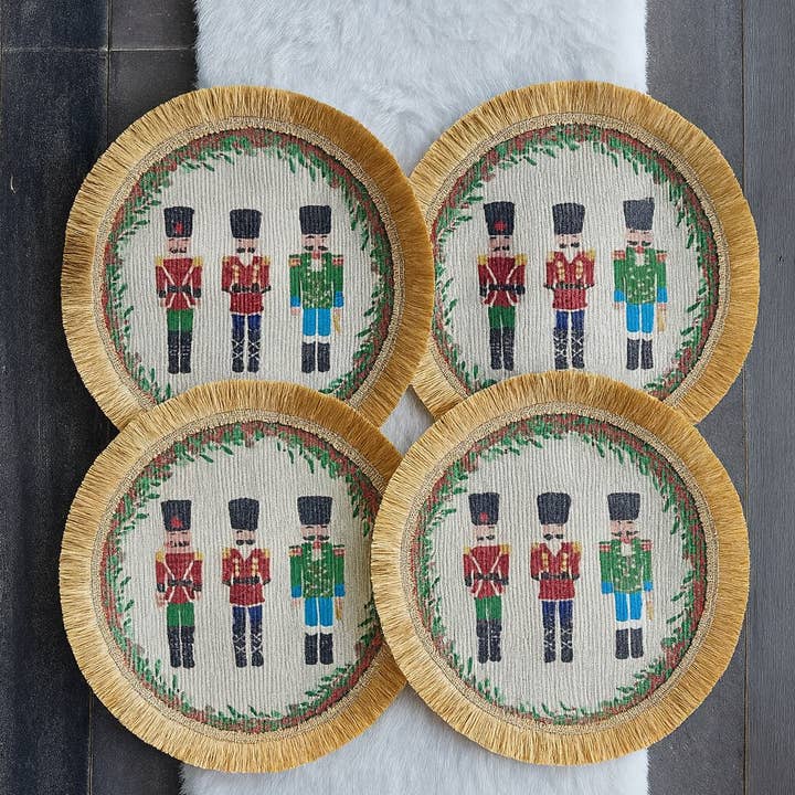 Fennco Styles - Wholesale Placemat - Nutcracker Holiday 13" Placemat with Fringe2
