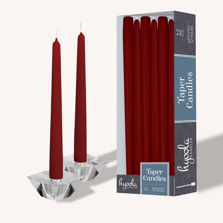 Candele coniche bordeaux, 14 pollici, confezione da 12 per la vendita all'ingrosso da parte di Hyoola Candles