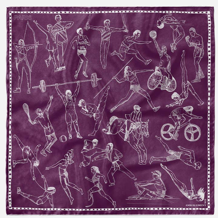 CUADRADO DE SEDA PARÍS DEPORTIVO - MALVA para venta al por mayor de AMICALEMENT SOI