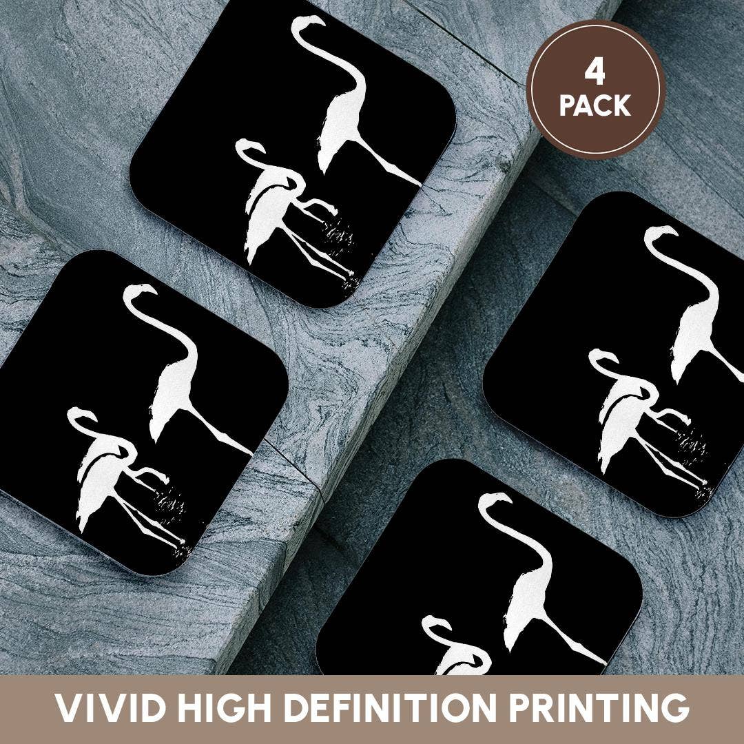 3dRose – wholesale Coasters – 3dRose, Three Flamingos Watercolor Silhouette In White, Coaster12