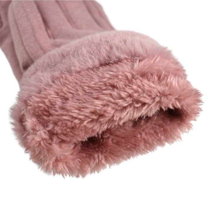Taylor Hill Scarves & Co - Wholesale Gloves – Women's - THSG1096: Pink: Faux Fur Double Layer Gloves2
