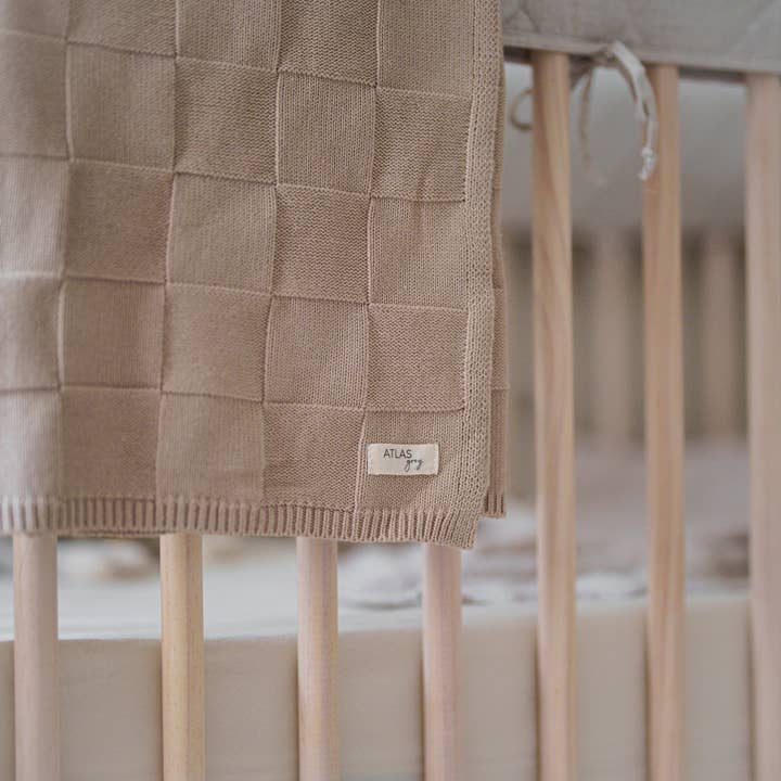 Atlas Grey - Wholesale Bedding Blanket - Kids & Baby - Organic Checkered Knit Blanket