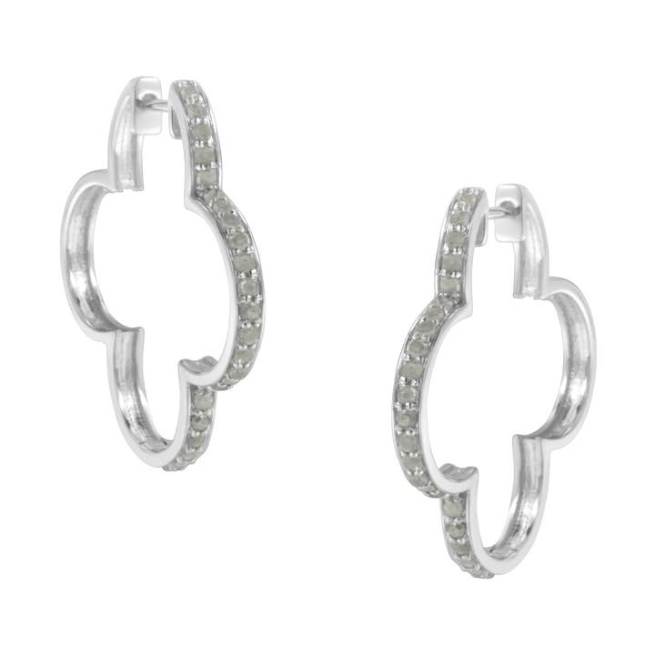 .925 Sterling Silver 1.0 Carat Diamond Hoop Earrings for wholesale by Infinite Jewels