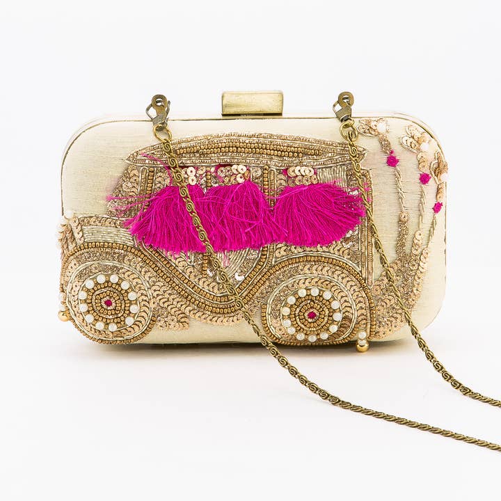 Taupefarbene Seidenclutch für den Großhandel von Magazine Clothing