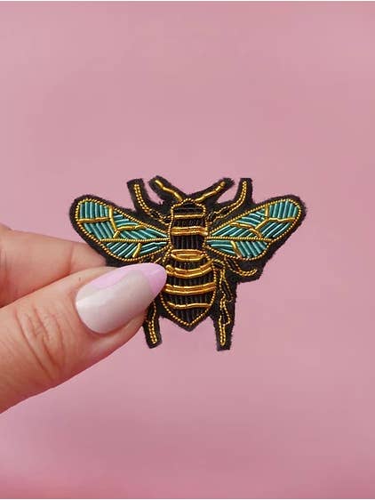Bee Brooch - Hand Embroidered Bullion for wholesale by MALICIEUSE