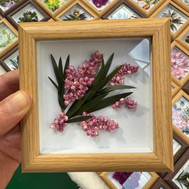 Décoration Cadre Mini avec Fleurs Séchées Préservées 15cm Art Fait Main 016 pour la vente par Effiliving