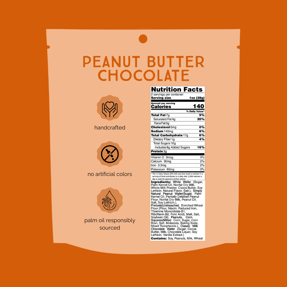 Chunk Nibbles - Wholesale Pretzels - Peanut Butter Chocolate Chunk Nibbles 2oz Snack Pack4