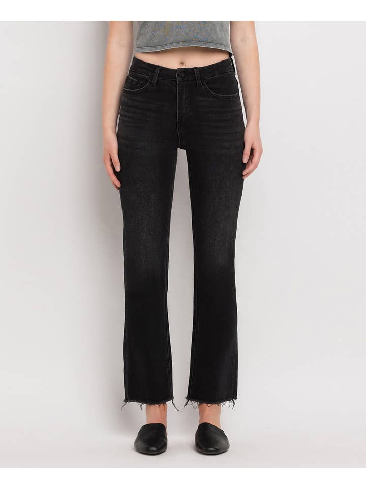THE FAVORITE WINE HIGH RISE SEAMLESS WAISTBAND KICK FLARE JEANS V2520 for wholesale on Faire