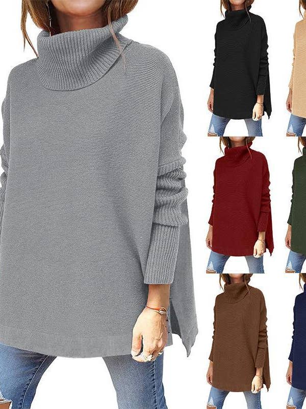 Sweetkama - Wholesale Tunic - Women's - Sweetkama Ladies Solid Long Sleeves Mock Neck Loose Top9