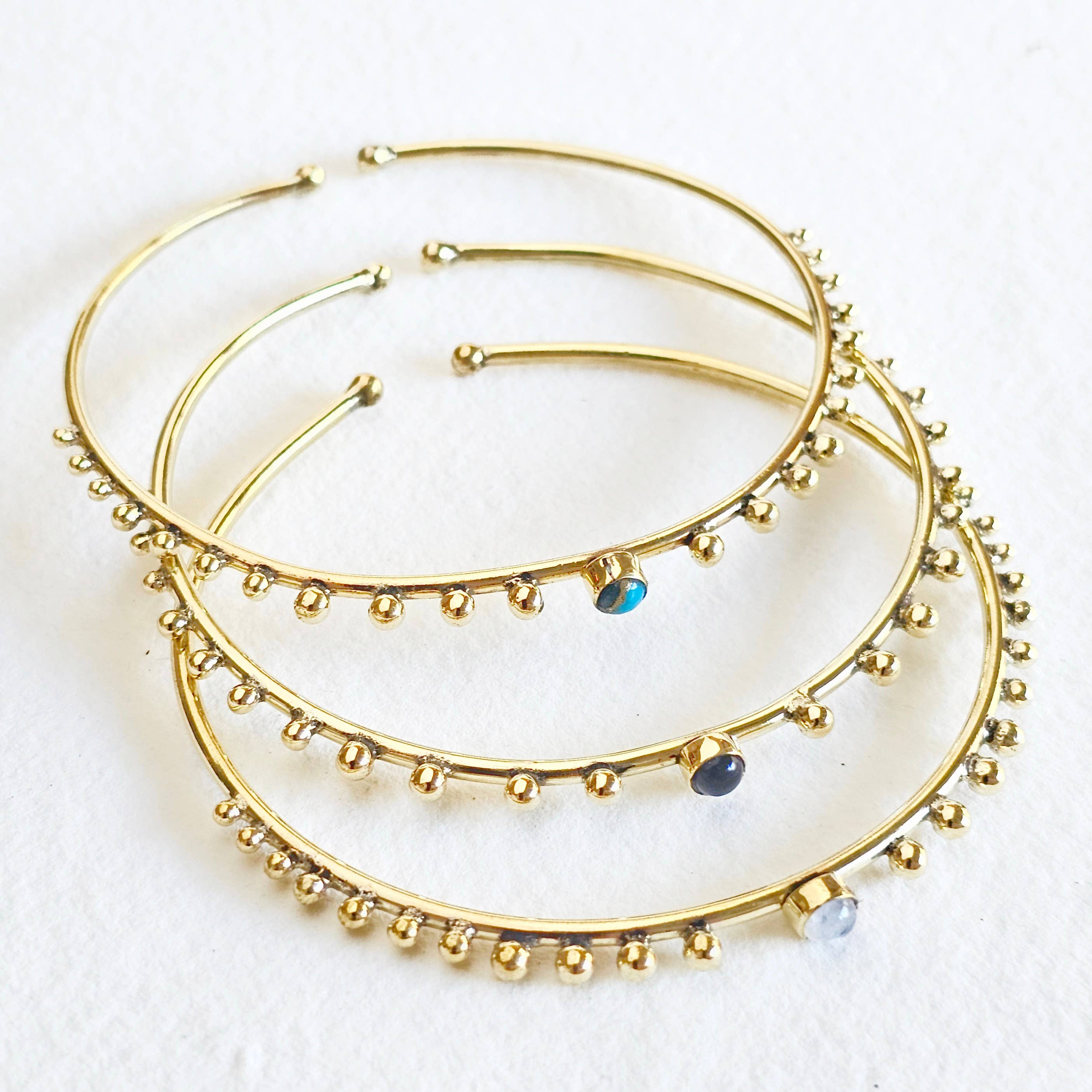 Bisjoux - Wholesale Hoop Earrings - Brass large hoop earrings turquoise onyx moonstone5