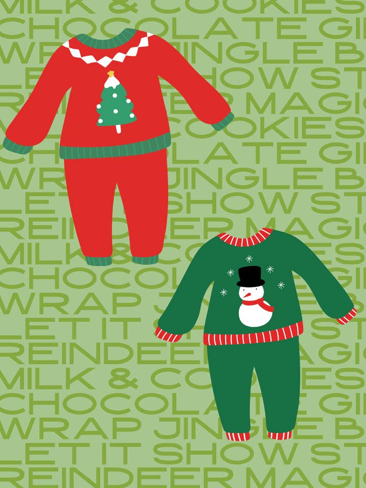 Holiday Pjs - Box Set of 6 Cards for wholesale by Cards by Dé