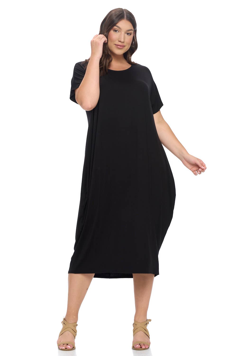 Allium - Wholesale Dress - Women's - Plus Size Cocoon Maxi Dress with Dolman Sleeves0