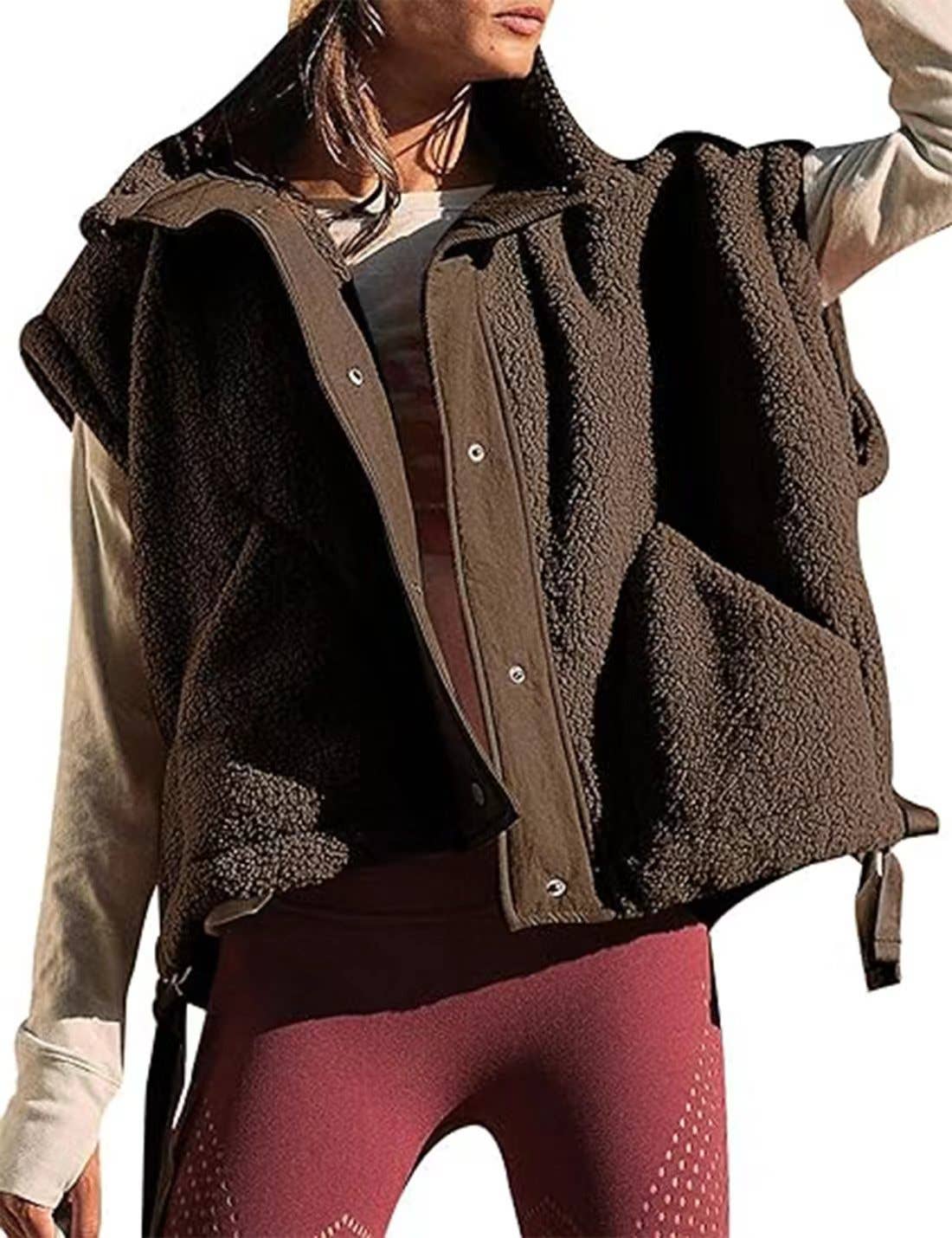 Hope & Sunshine - Wholesale Outerwear Vest - Women's - Fleece Button Vest Jacket3