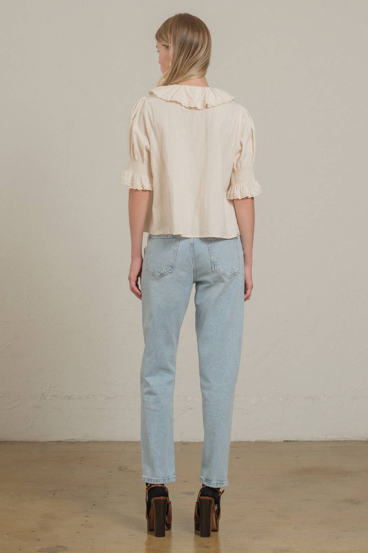 RAISONNEL - Wholesale Blouse - Women's - Ruffle Trim Lace Detail Blouse - RT11792