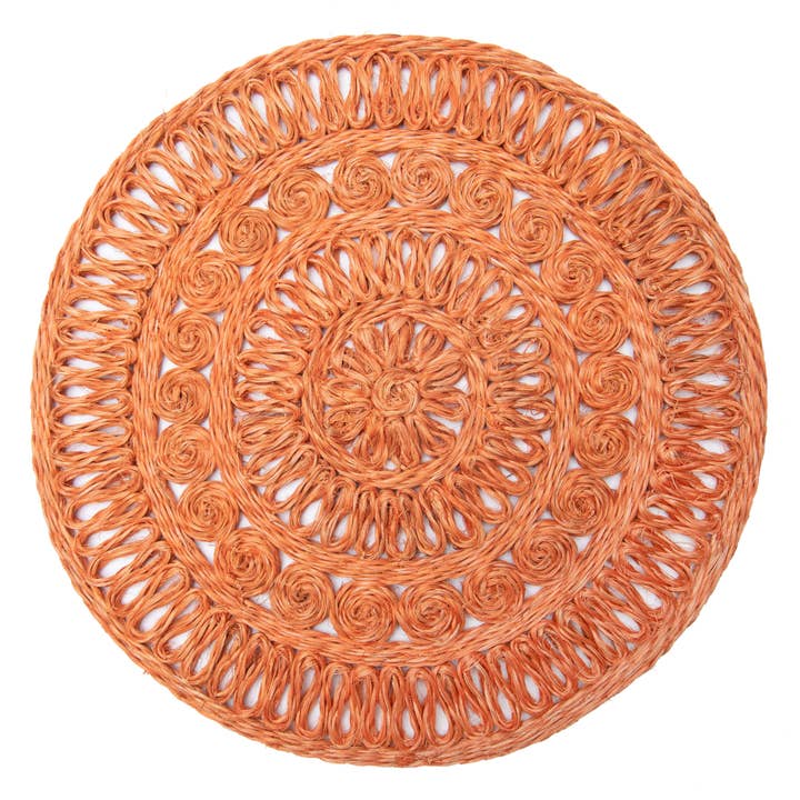 Couleur Nature - Wholesale Placemat - Circolo Abaca Orange 15" Round - Set of 40