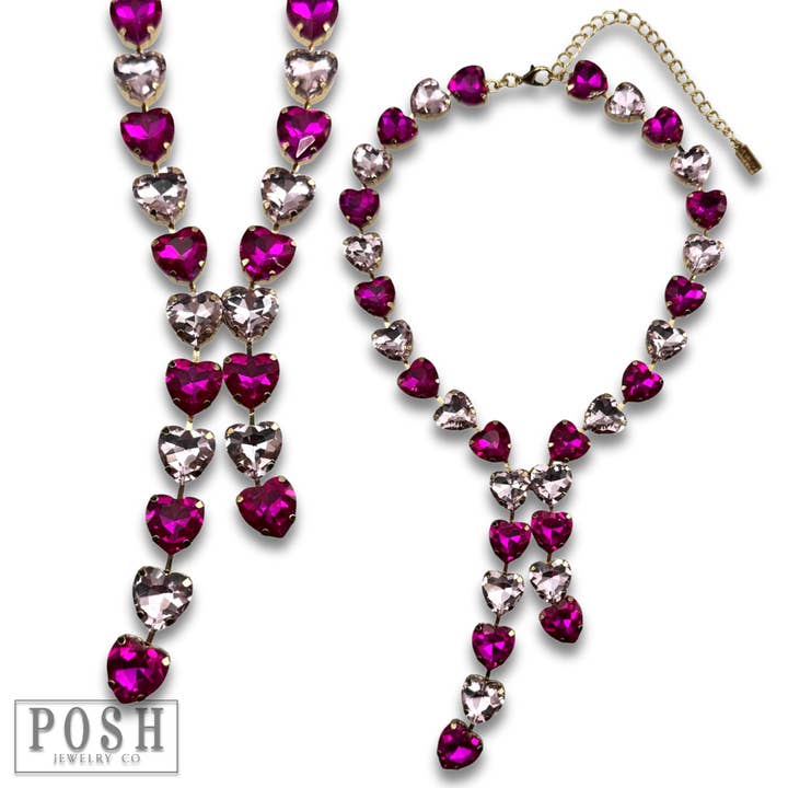 Pink Panache Brands - Wholesale Y-Neck/Lariat Necklace - Rhinestone heart lariat necklace3