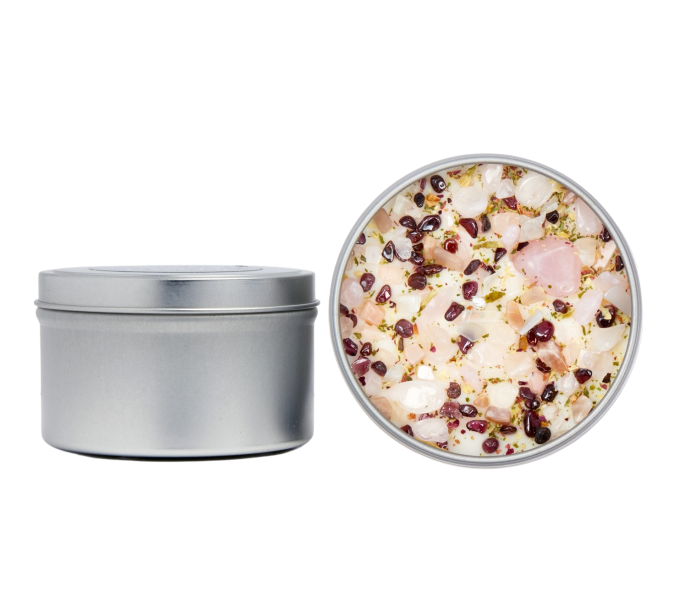 New Moon Beginnings - Wholesale Travel Candles - Crystals & Herb Energy Candles 8oz Tin Soy Candles Handmade35