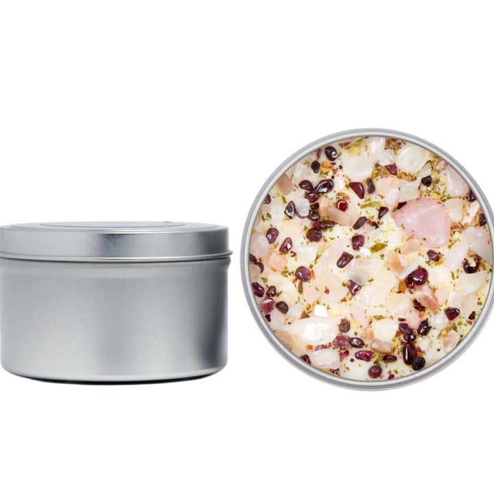 New Moon Beginnings - Wholesale Travel Candles - Crystals & Herb Energy Candles 8oz Tin Soy Candles Handmade35