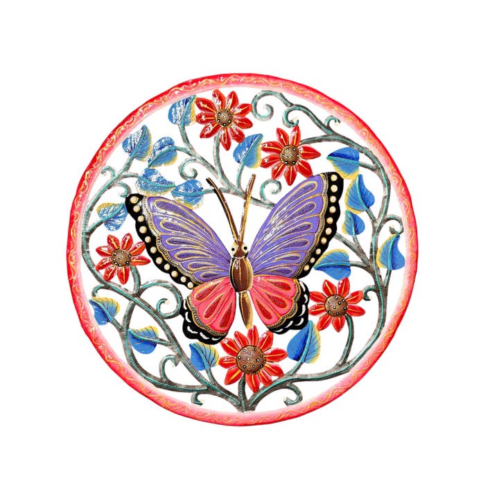 Large Butterfly- Purple/ Pink for wholesale by Haiti Fair Trade- Papillon Marketplace