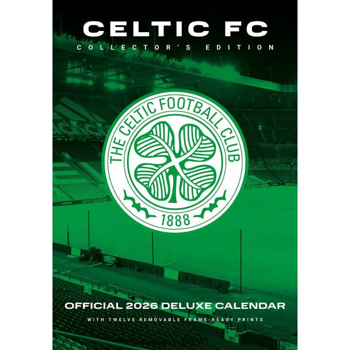 CELTIC FC 2026 A3 DELUXE CALENDAR for wholesale by Danilo Promotions Ltd