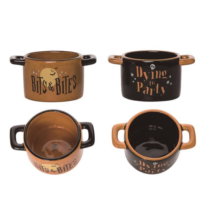 Transpac - Wholesale Decorative Plate/Dish/Bowl - CLOSEOUT Halloween Ceramic Spooky Dip Bowl Set of 2