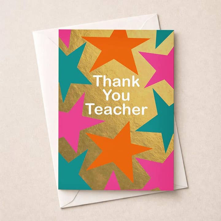Large Thank You Teacher Card - Stars for wholesale by Hammond Gower Publications Ltd