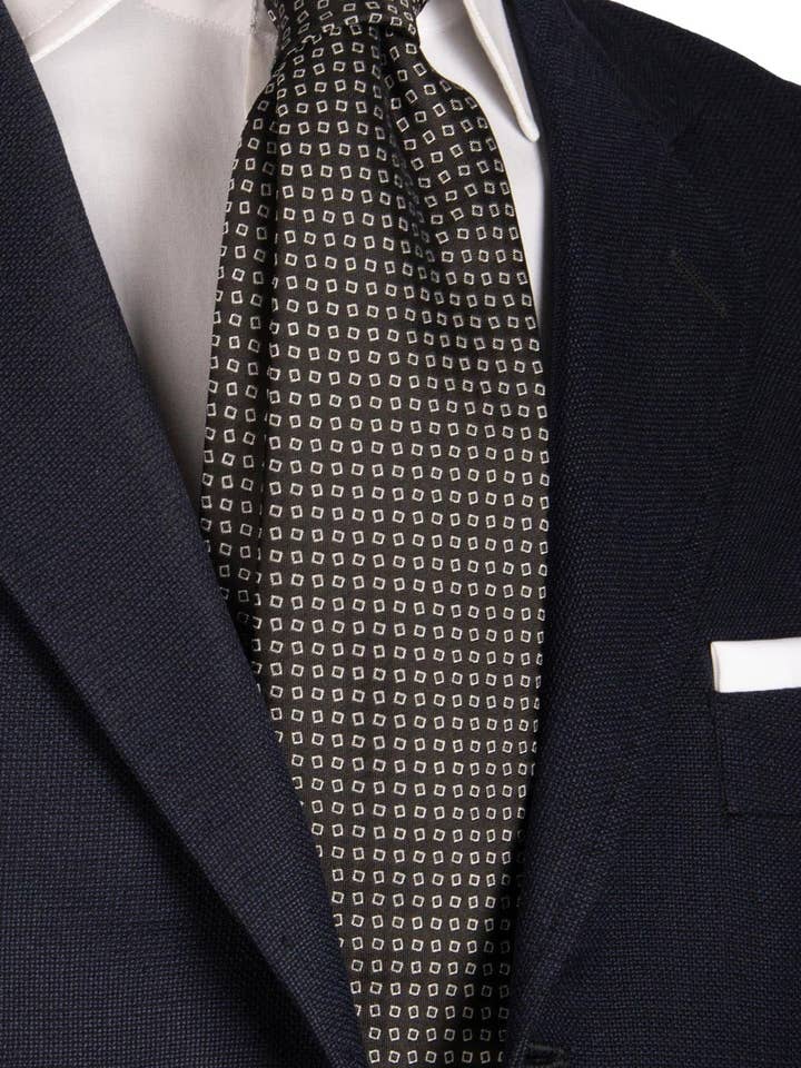 Svart sidenfluga med grått mönster CY6636 för wholesale av Graffeo Cravatte