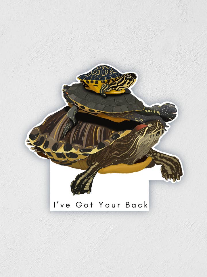 Autocollant « Tortues, j'ai ton dos » pour la vente par Little Rocks Design