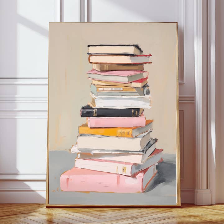 Arte impressa com pilha de livros por atacado de Kumo Art Prints