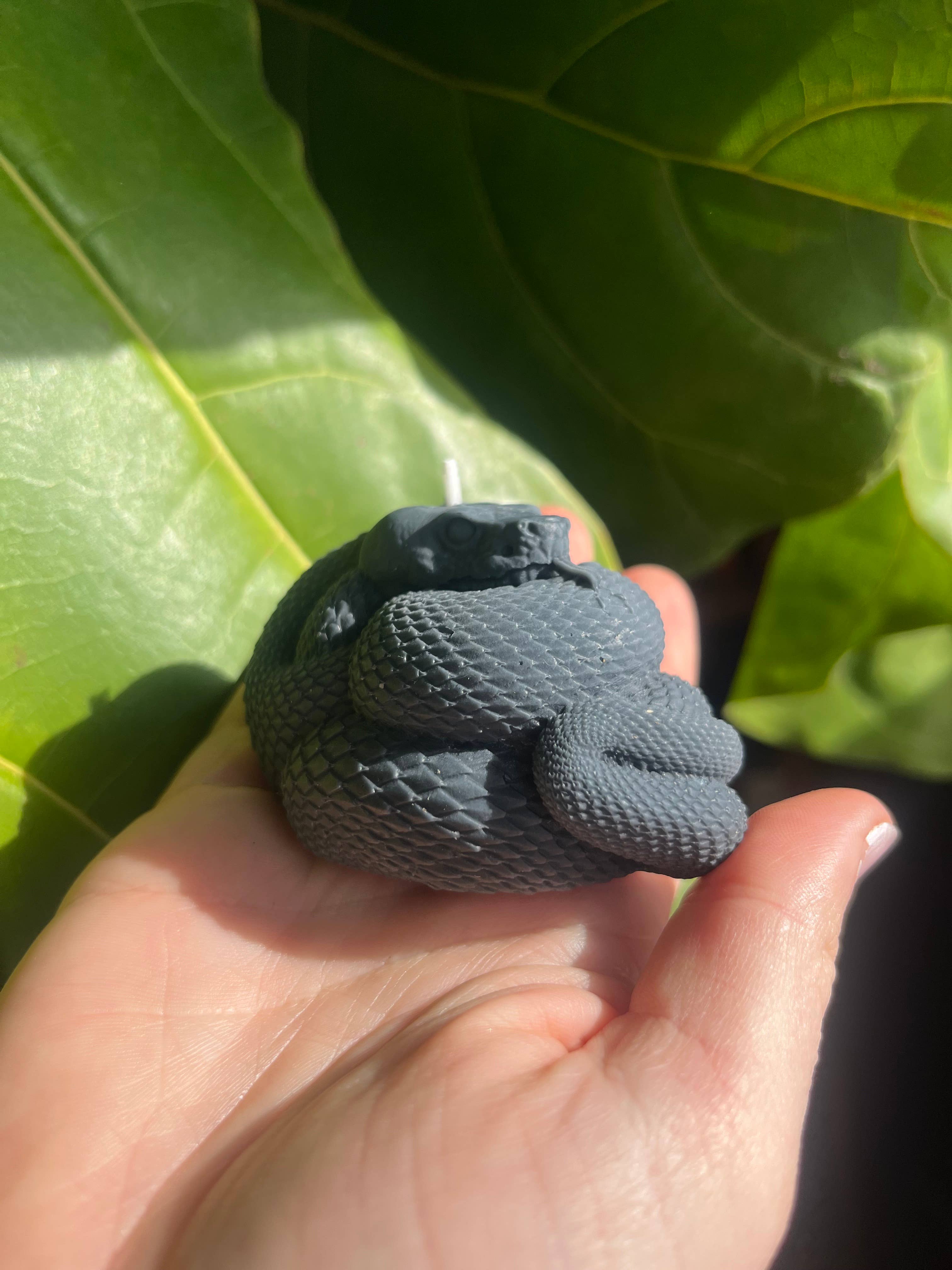 Beauty and the Moon - Wholesale Pillar Candle - Black Snake Candle | Witch Candle | Snake Art | Beeswax Soy 8