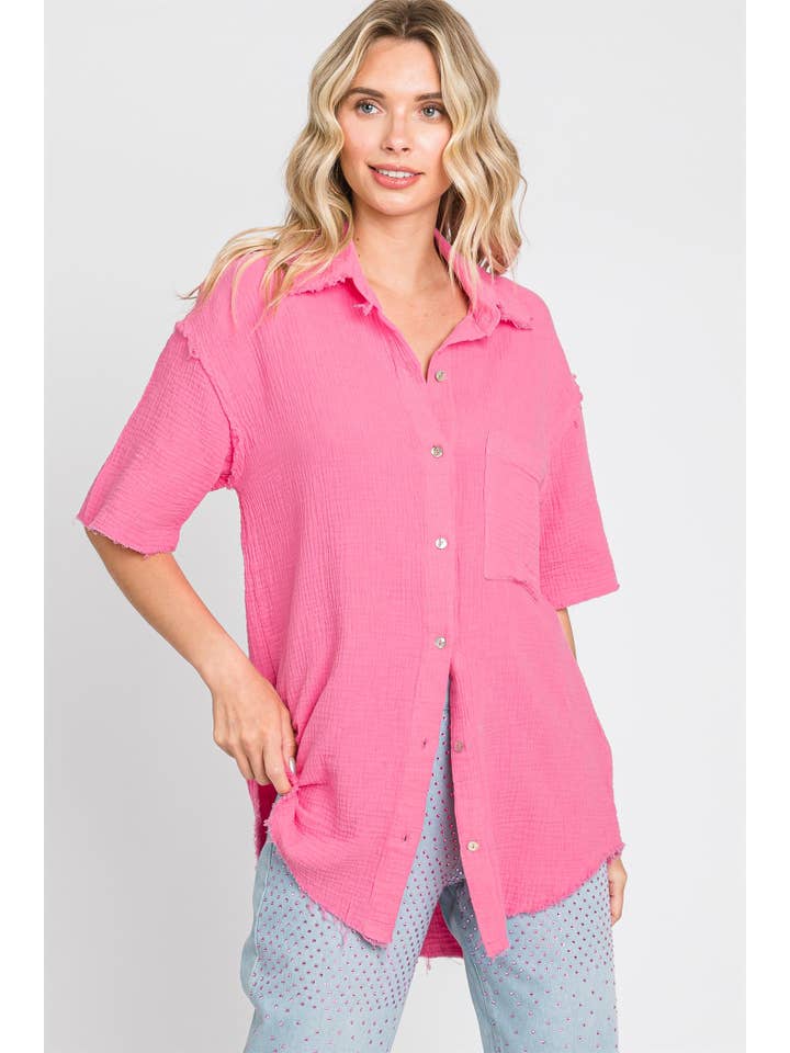 GeeGee x Lovelo - Wholesale Overhemd met knopen - Dames - Bovenkant van dubbel gaas: WT602155