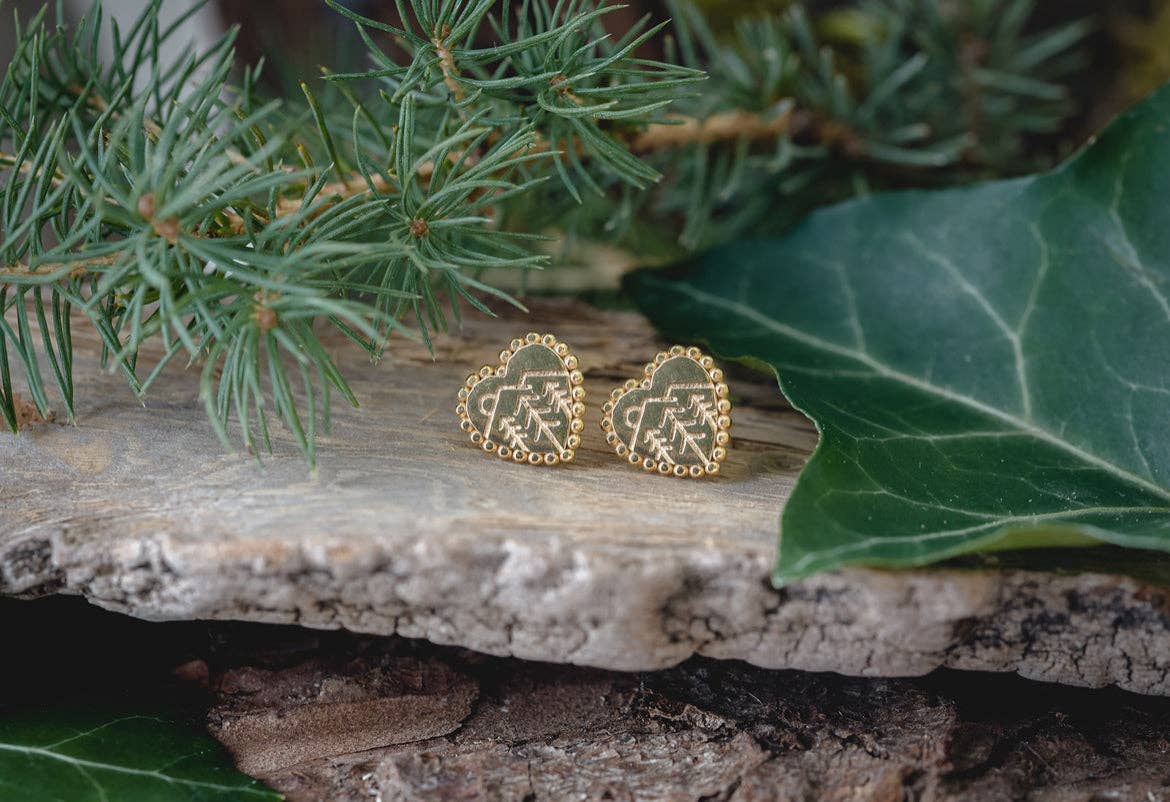 Woidladl - Vendita all'ingrosso Orecchini a bottone - Orecchini a forma di cuore WALDLIEBE0