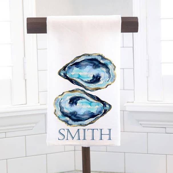 Personalized Oyster Shells Flour Sack Tea Towel Gift #2 for wholesale by Moman Sales, Inc.