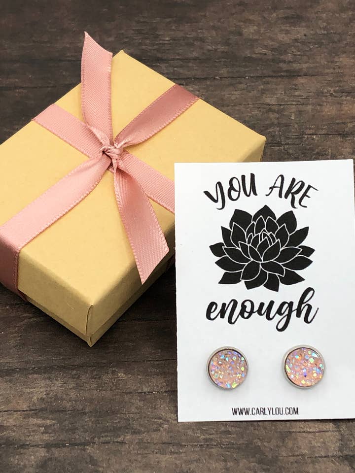 "You Are Enough" Inspirational Earrings for wholesale by Carly Lou