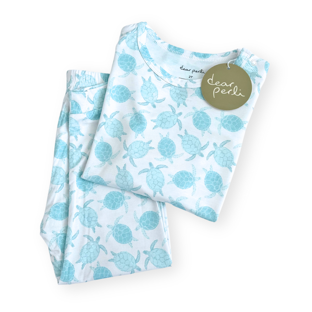 Dear Perli – wholesale Sleepwear set – Kids – Long Sleeve Pajamas Two-Piece Set- Turtley Awesome2