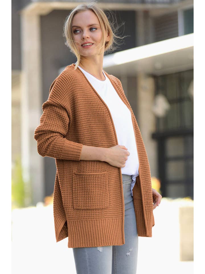 42POPS - Vente Cardigan – femme - Cardigan ouvert en tricot gaufré à faible jauge36