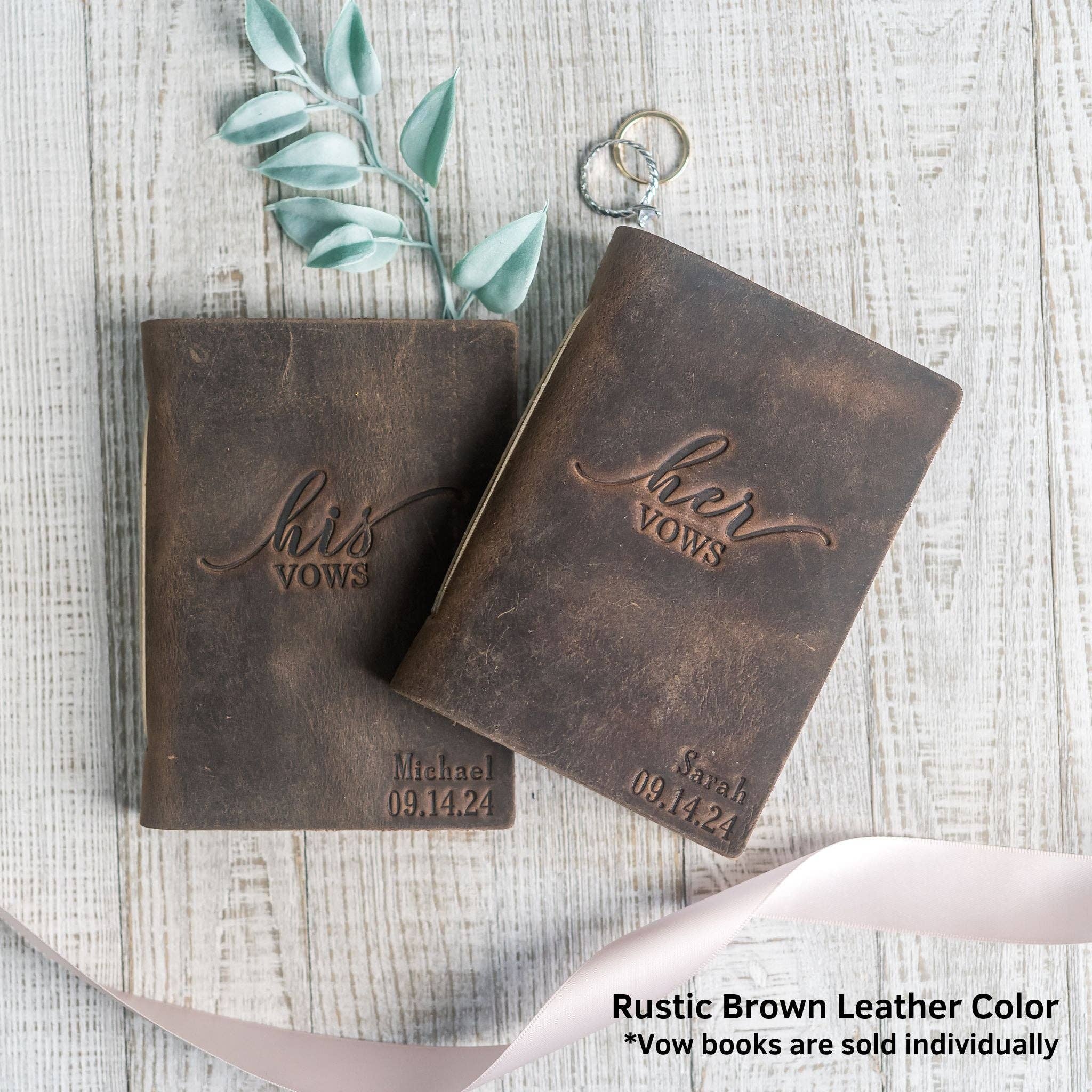 Ox & Pine - Wholesale Notebook - His Vows and Her Vows Personalized Leather Wedding Vow Books Personalized with Name and/or Date0