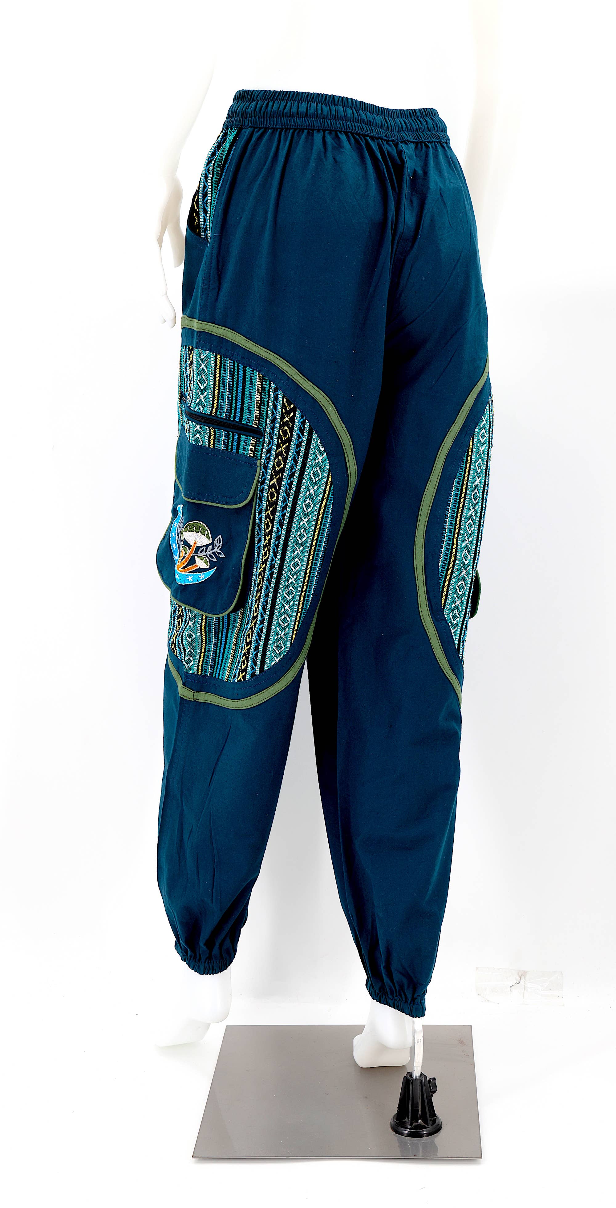 Himalaya Handmade - Venta al por mayor Pantalones - Mujer - Pantalones bohemios hechos a mano de algodón con bordado de luna y hongos estilo harem26