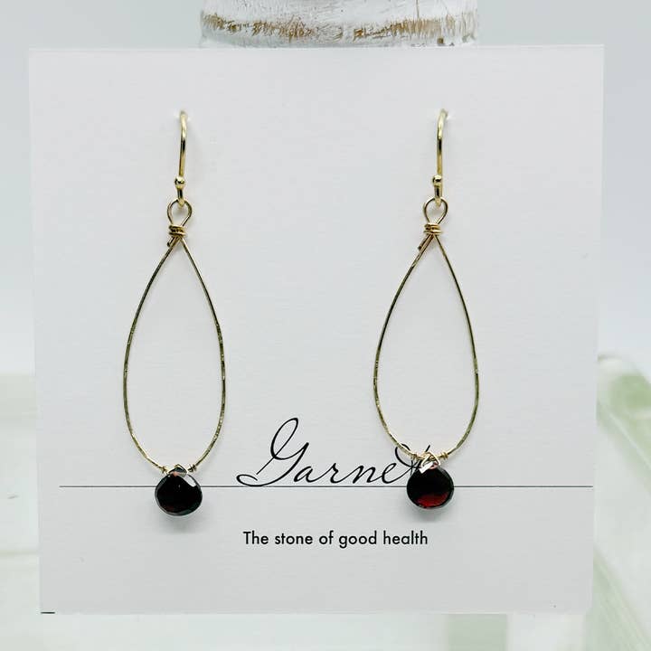 Garnet Linden Gold Earrings for wholesale by Susan Roberts Jewelry