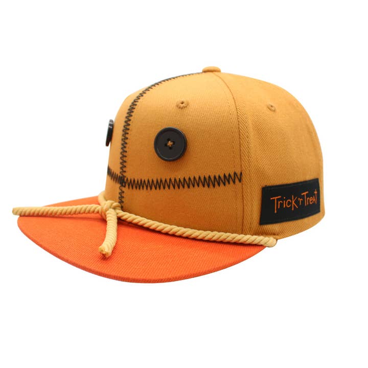Trick 'R Treat Sam Face, Adjustable Snapback Hat with Flat Brim, Brown for wholesale by Concept One