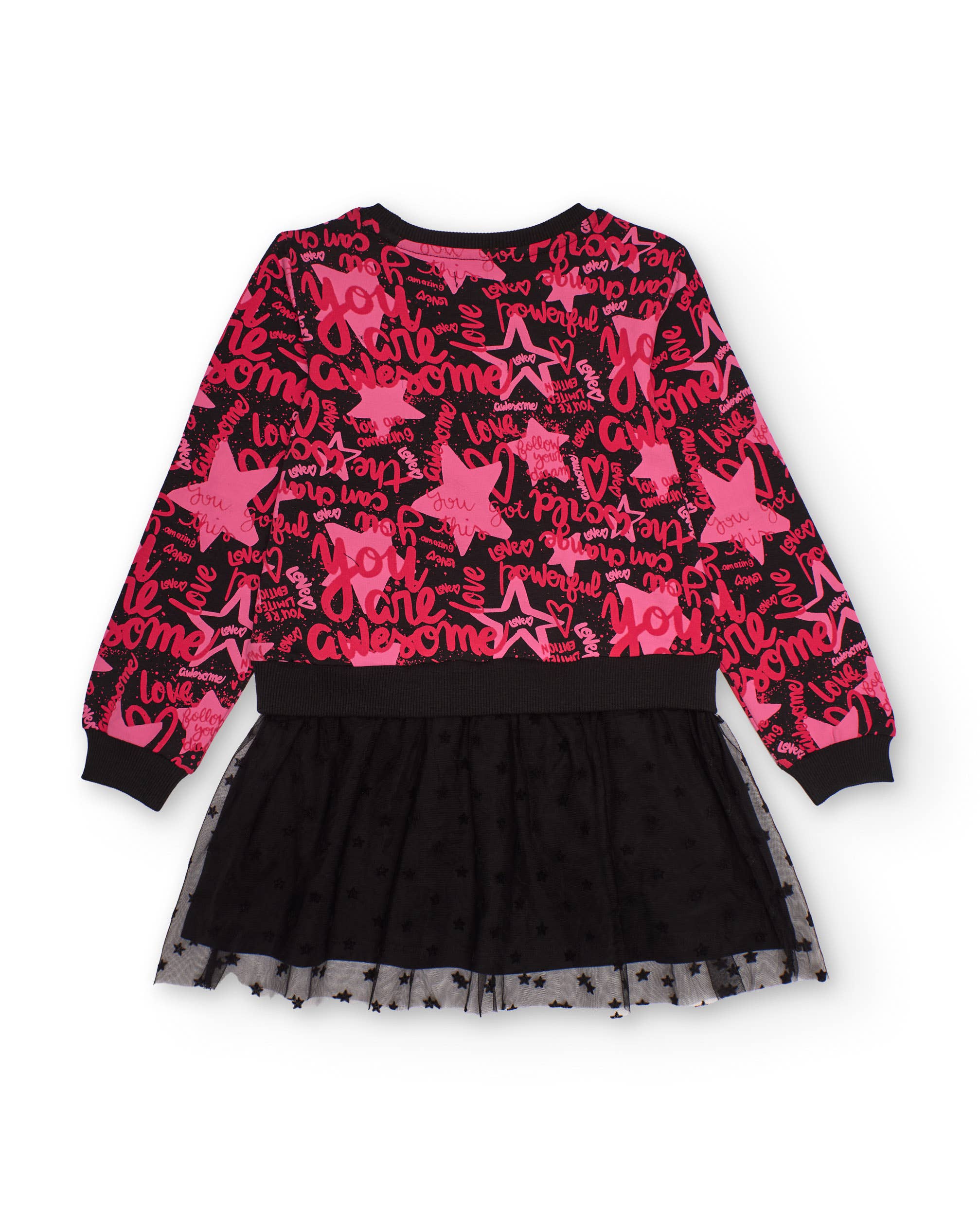 tuc tuc – wholesale Dress – Kids – Girl's dress with fuchsia print and black tulle skirt1