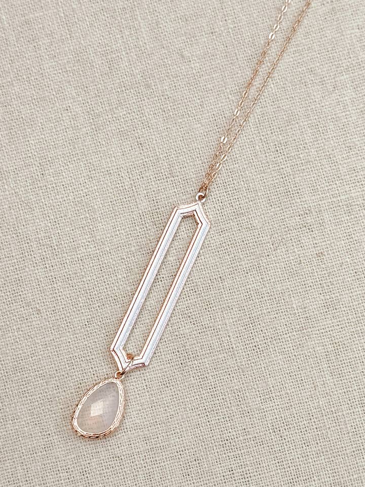 Minimalist Rose Gold & Silver & Opal Glass Pendant Necklace for wholesale by Gracie Rose Designs