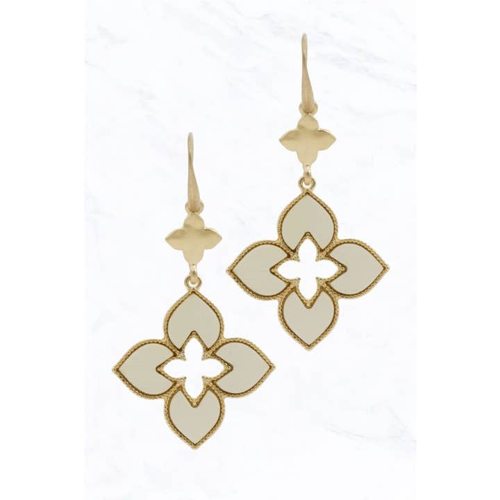Suzie Q USA - Wholesale Clip-On Earrings - Gold Floral Drop Earrings