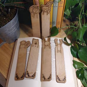 Wholesale AHADEMAKER 1 Set Rectangle Wood Bookmarks with Tassels 