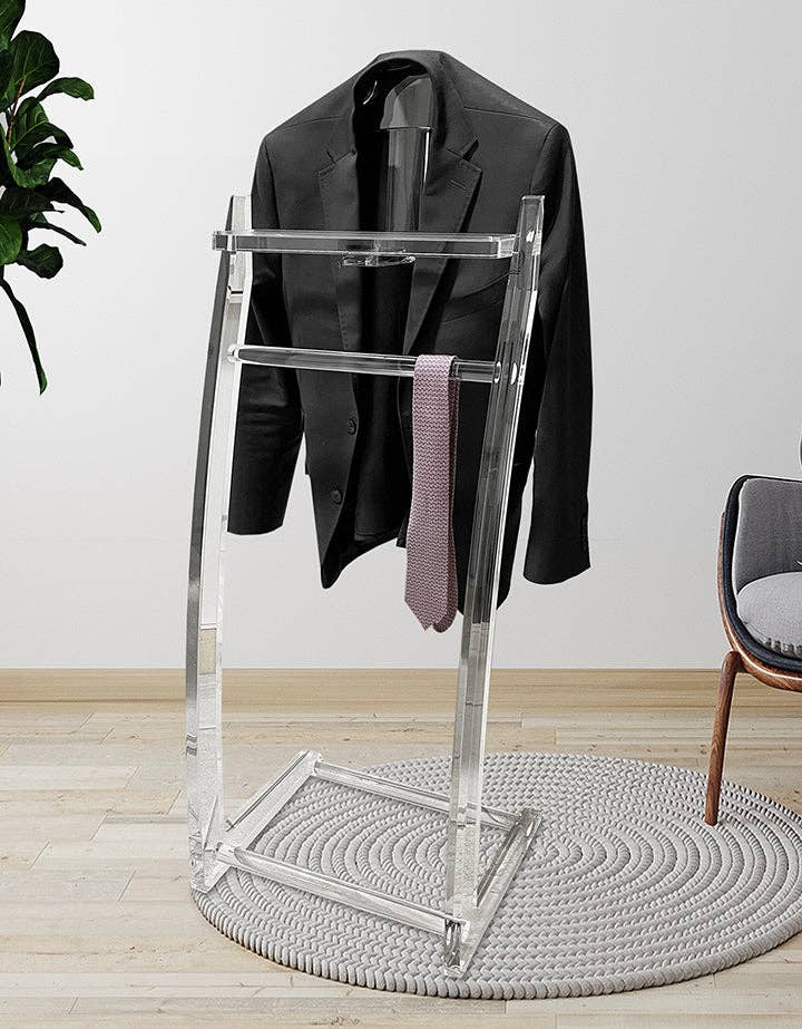 DesignStyles Home - Wholesale Coat Rack - Sleek Acrylic Men's Clothes Rack Valet Stand1