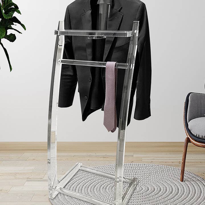 DesignStyles Home - Wholesale Coat Rack - Sleek Acrylic Men's Clothes Rack Valet Stand1