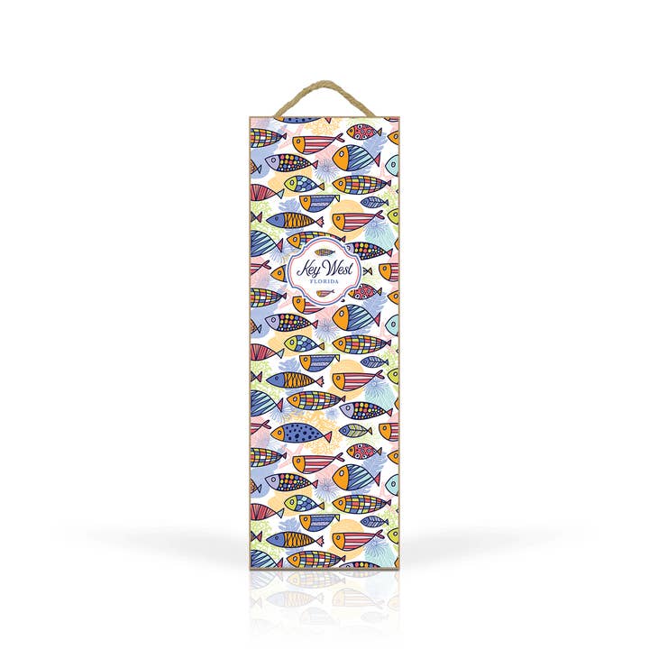 Matrix - Wholesale Plaque - Customizable 5x15" Hanging Wood Plaque: Fish Trance Pattern
